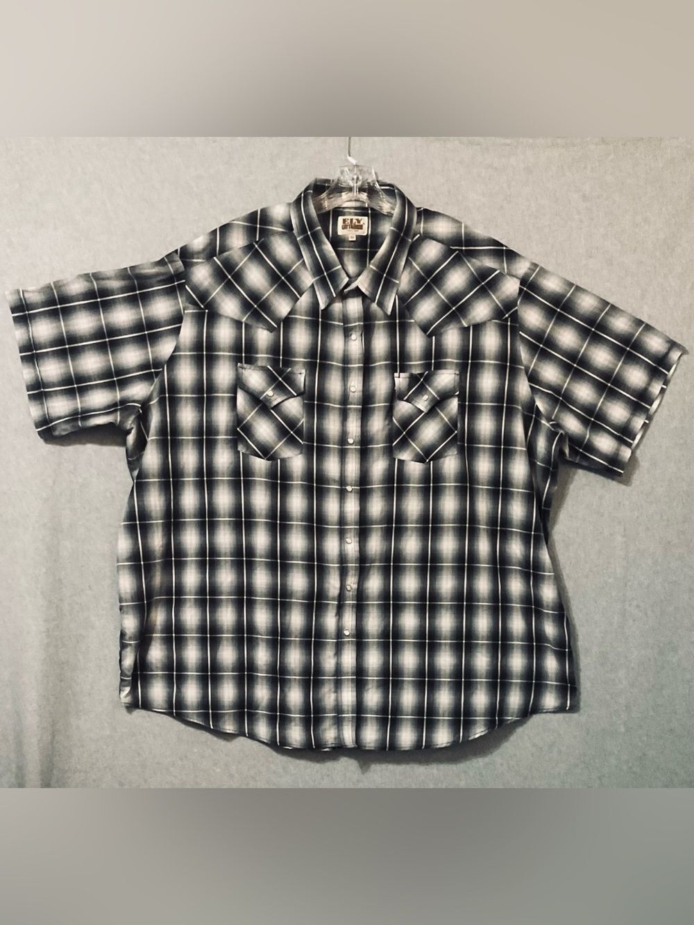 Ely cattlemar Vintage Black & White Plaid Short-Sleeve Men’s Shirt Sz 4XL BMan